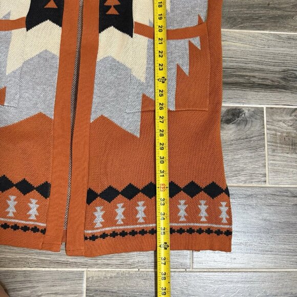 Women’s Cardigan Open Duster Southwestern Aztec Tribal Size L Long Sleeve - Picture 8 of 9